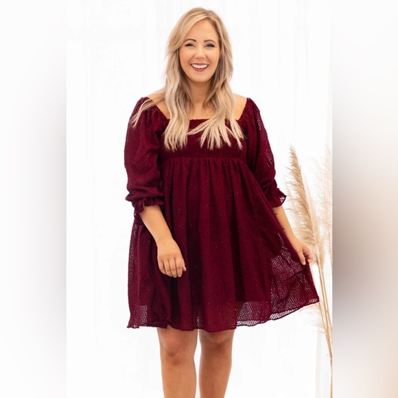 Party and Play Dress, Burgundy - Picture 1 of 3